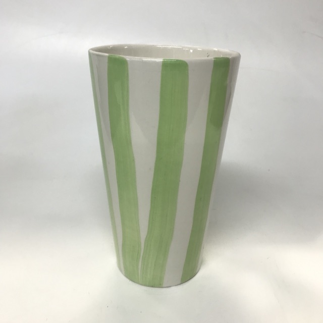 VASE, Green White Stripe